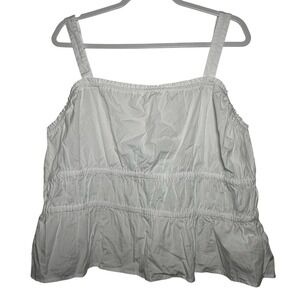 Madewell White Cotton Square Neck Smocked Boho Peplum Tank Top Women's‎ XXL